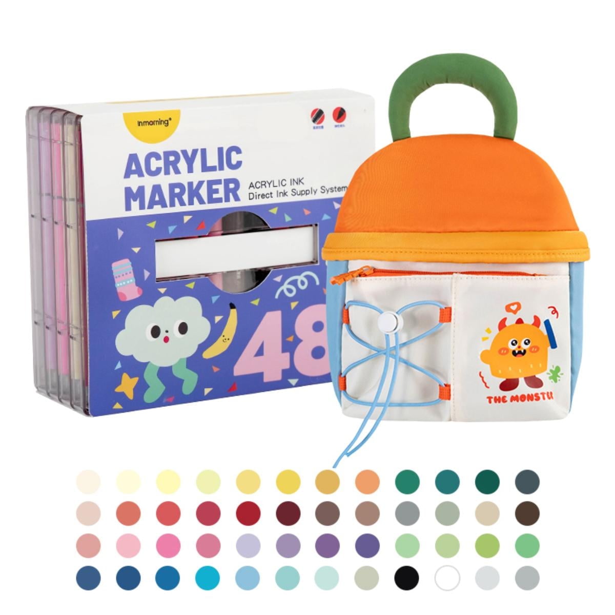 48 Colors Markers Paint Pens, Water Based Paint Markers Acrylic Paint Pens for Artists Adults Coloring Drawing, Extra Brush Tip  for Rock Painting, Canvas, DIY Crafts Making Art Supplies
