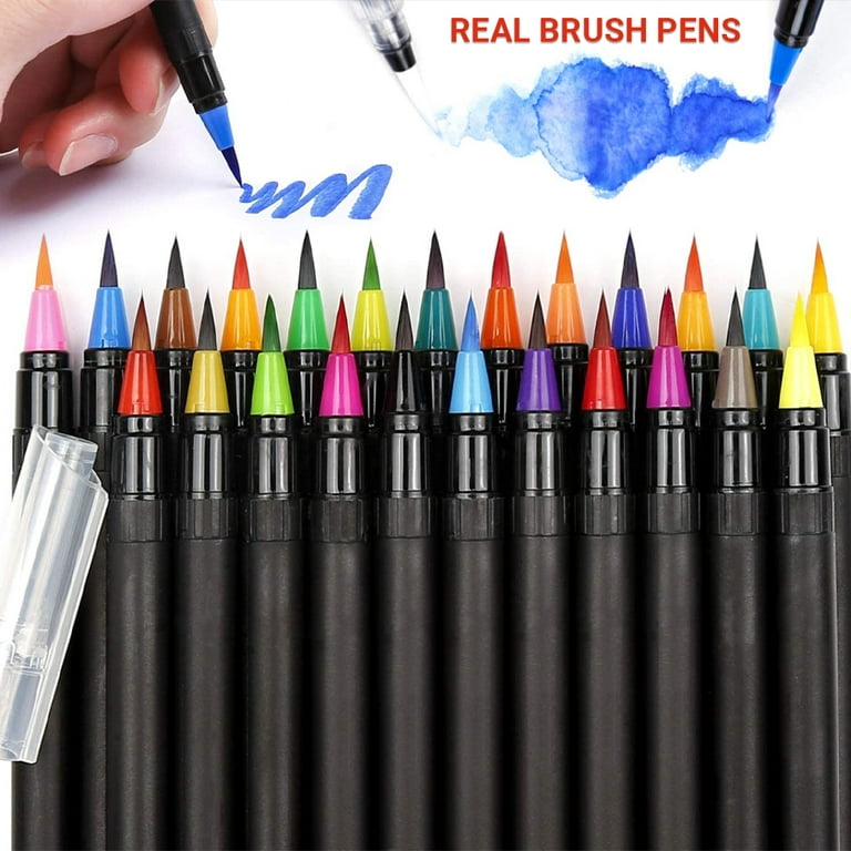 Watercolor Brush Pens, Real Brush Pen, 30 Watercolor Painting Markers with  Flexible Nylon Brush Tips for Coloring, Calligraphy and Drawing (1 Water