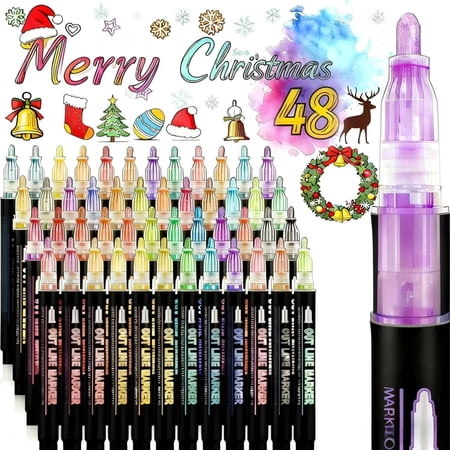 48 Colors Shimmer Markers Metallic Glitter Pens Set Sparkle Gift Present Doodle Drawing Supplies Art Craft price history and forecast - ANUNU 48
