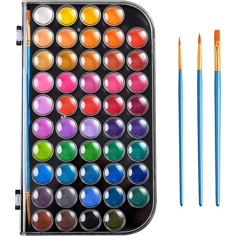 48 Colors Watercolor Paint, Washable Watercolor Paint Set with 3 Paint  Brushes and Palette, Non-toxic Water Color Paints Sets for Kids, Adults,  Beginners and Artists 