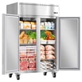thumbnail image 1 of 48" Commercial Beverage Refrigerator Freezer – 36 Cu Ft Upright, 2 Stable Doors, 6 Adjustable Shelves, Auto Defrost, -8°F~0°F, Stainless Steel – for Restaurant, Bar, Shop, 1 of 9