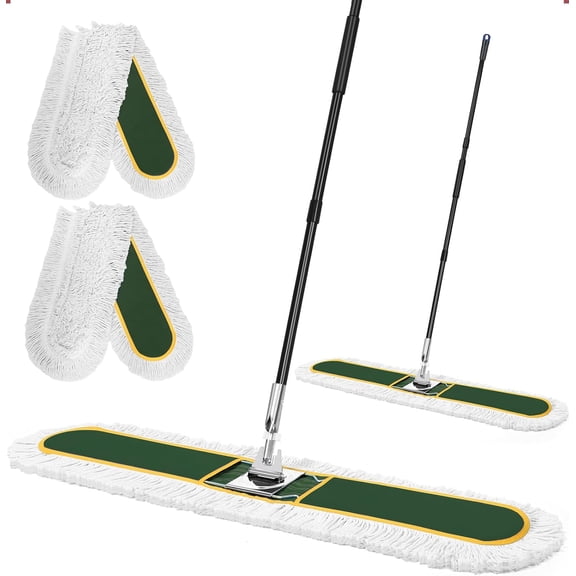 48" Commercial Industrial Dust Mop, Heavy Duty Floor Sweeper for Floor Cleaning with Replacement Mops Pads, Large Wet Dry Mop for Office Garage Hardwood Warehouse Factory Mall