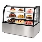 48 Commercial Refrigerated Bakery Display Case, Curved Glass Cake Showcase Refrigerator, LED Lighting, NSF Certified