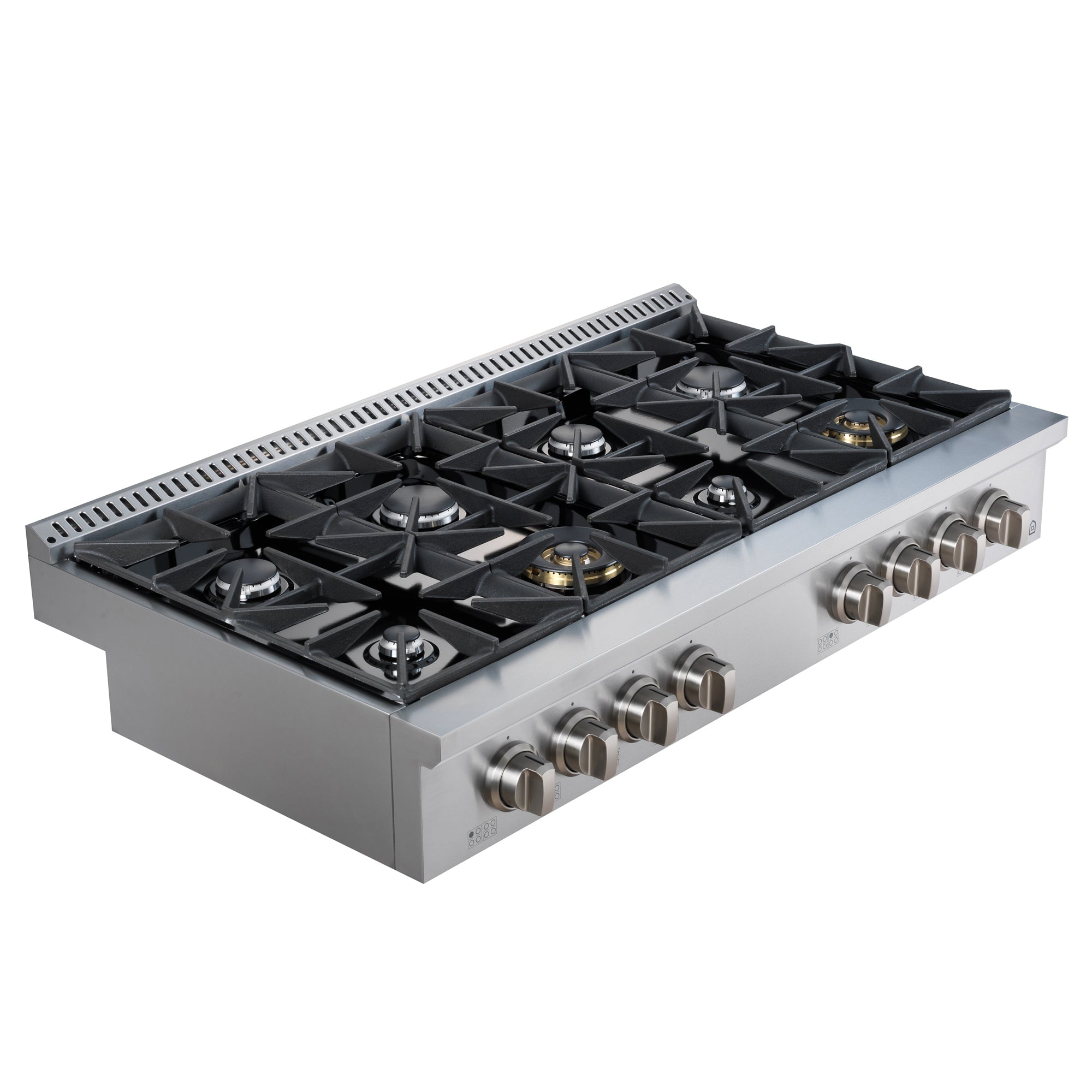 48" Stainless Steel 8-Burner Gas Cooktop with Cast Iron Grates