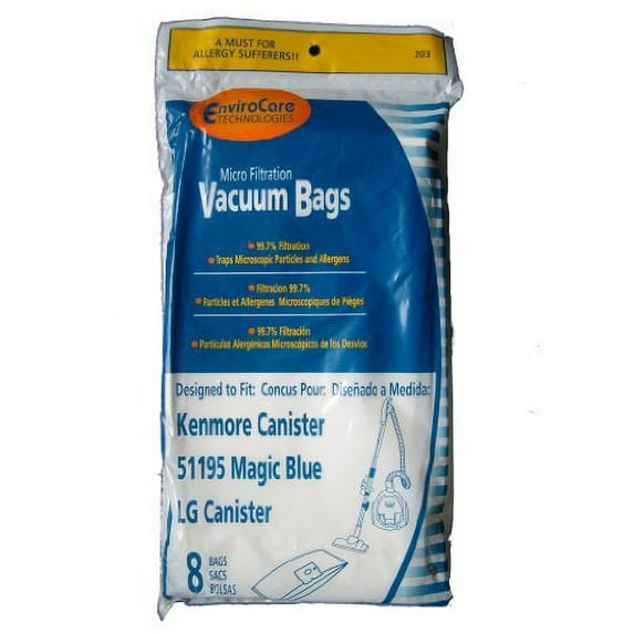 48 Compatible with Kenmore Type M Sears 51195 Magic Blue LG Vacuum Bags, Ultracare, Canister Vac