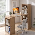 thumbnail image 1 of 48" Computer Desk with 4-Tier Bookcase, Modern Reversible Home office Desk Writing Desk for Small Spaces, Natural, 1 of 7