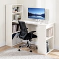 thumbnail image 1 of 48" Computer Desk with 4-Tier Bookcase, Modern Reversible Home office Desk Writing Desk for Small Spaces, White, 1 of 8
