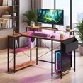 thumbnail image 1 of 48" Computer Desk with LED Lights and Power Outlets, L Shape Desk Gaming Desk with Open Shelf for Home Office,Rustic Brown, 1 of 9