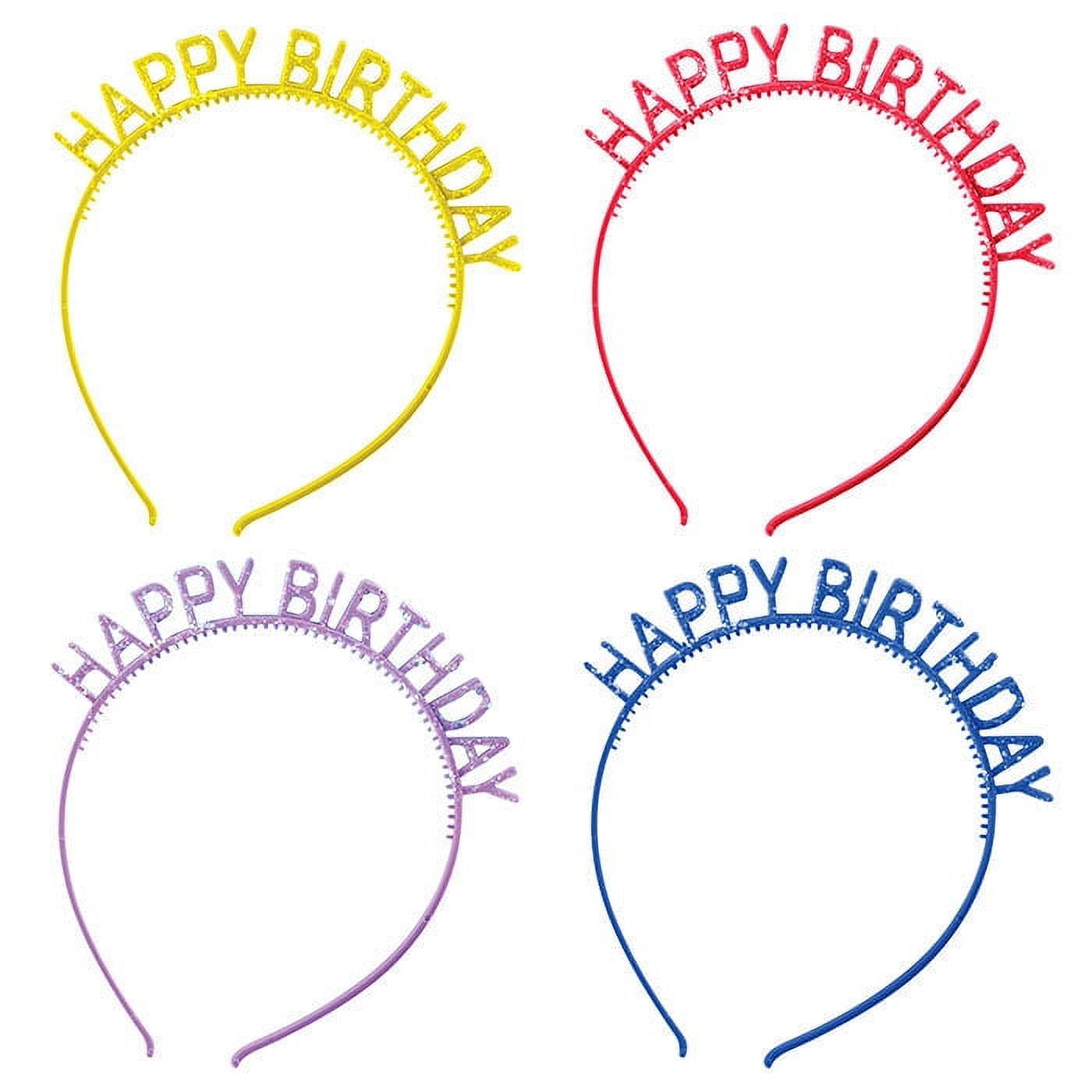 48 Count Bulk Pack Assorted Colors Happy Birthday Headbands with