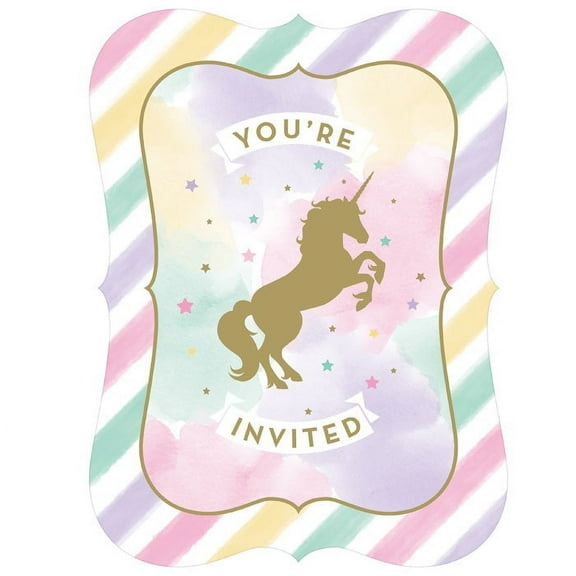 48 Count Bulk Pack Sparkle Unicorn Invitations