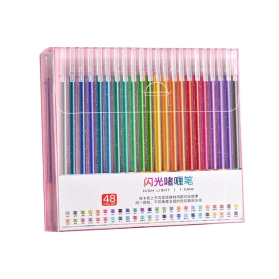 48-Count Glitter Gel Pens Set, 1.0Mm Tip Sparkle Colored Pens with 5Ml ink Reservoirs, Shiny Writing tools for Adult Crafting, Doodling, Journaling, Hand Lettering & Art Projects