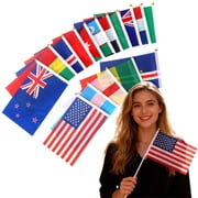 48 Countries Flags,International Country Stick Flag Small Mini Hand Held Round Top On Stick,World Countries On Every Continent Flag,Soccer Sports Events Festival 11.81"X8.27"