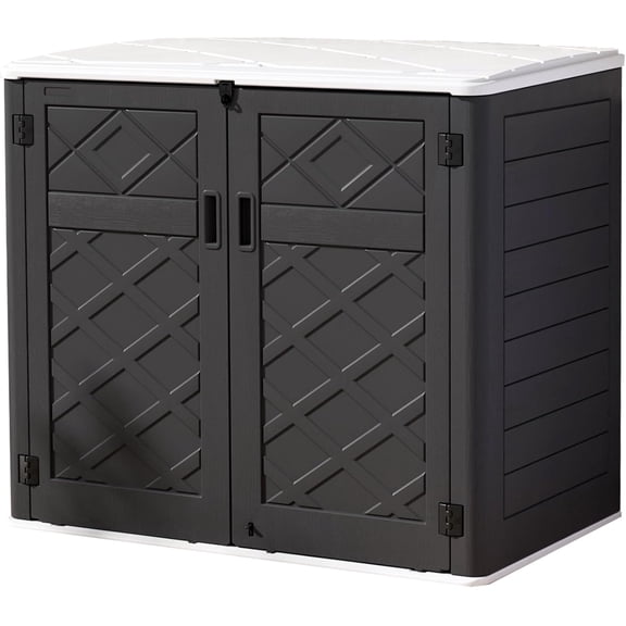 48 Cu.Ft Twin-Wall Reinforced Outdoor Storage Shed, Waterproof HDPE Weather Resistant Cabinet for Backyard Patio Garden, Outdoor Organizer for Yard Supplies, Black