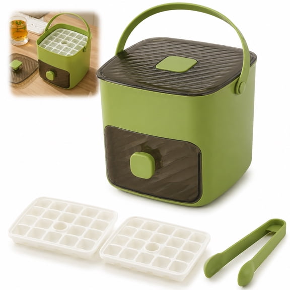 48 Cube Double-Deck Portable Ice Maker,2-in-1 Large Capacity Ice Maker & Storage Bin Set,For Home Kitchen Outdoor Use