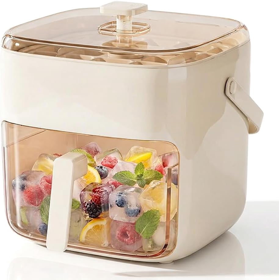 48 Cube Double-Deck Portable Ice Maker, Upgraded Kitchen Ice Tray, Reusable Ice Mold Storage Bin for Parties, Durable Ice Cube Whiskey Tray with Lid for Home Bar