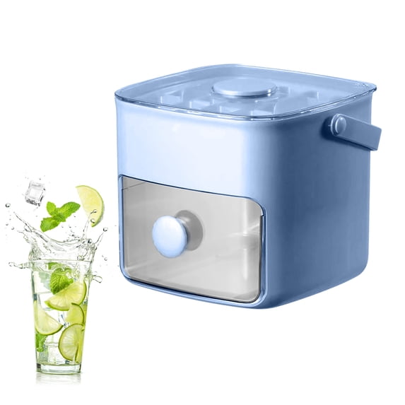 48 Cube Ice Maker with Easy Press Lid, Double-Deck Portable Ice Cube Tray, Ice Cube Mold Maker Container Box for Freezer Includes Lid Bin Tongs for DIY Whiskey Cocktail Coffee Beverages