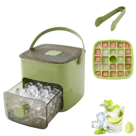 48 Cube Ice Maker With Easy Press Lid, Upgrade Handled Press-Type Ice Cube Mold Maker, Double Layer Portable Ice Cube Maker with Storage Box, for DIY Whiskey, Cocktail, Coffee, Beverages