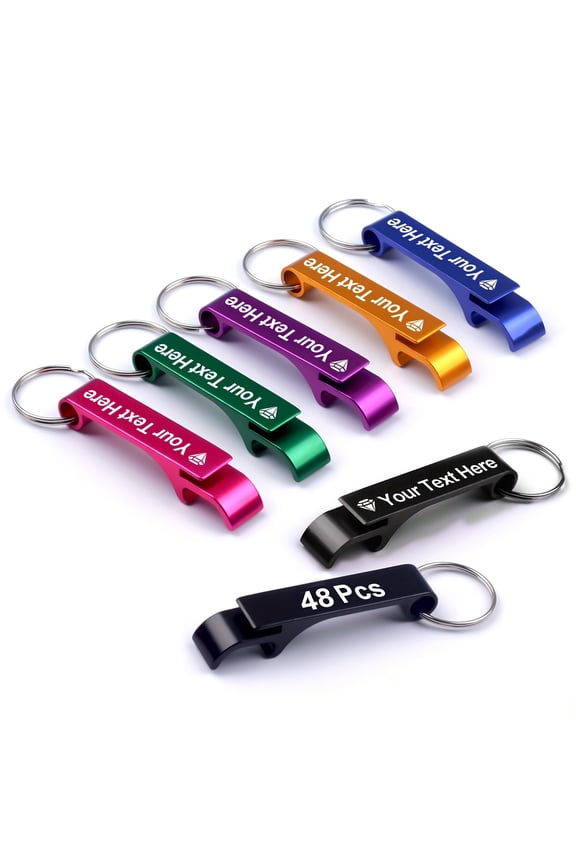 48 Custom Engraved Bottle Opener Keychains Perfect for Weddings Birthdays Holidays Colorful Aluminum Alloy Gifts