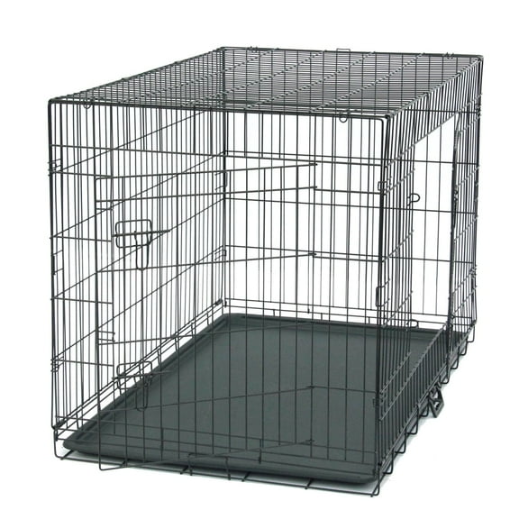 48'' Double Door Folding Metal Dog Crate, Divider Panel, Floor Protecting Feet, Leak-Proof Dog Tray, 48" x 29" x 32"