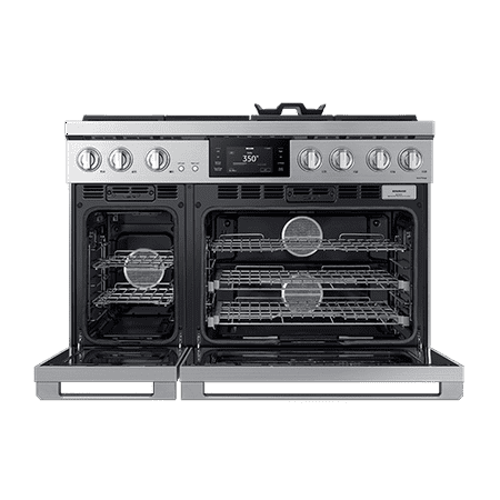 Dacor - Transitional 8.8 Cu. Ft. Slide-In Dual Fuel Four-Part Pure Convection Range with GreenClean and Griddle - Silver Stainless Steel