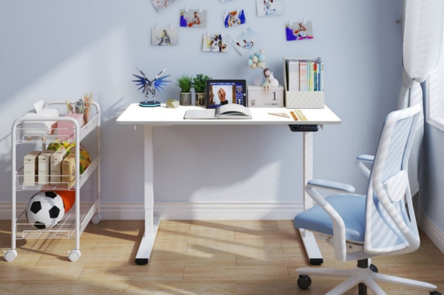 48" Electric Standing Desk, Dual Motor Height Adjustable Sit Stand Desk with White Top & Frame, Ergonomic Home Office Computer Workstation