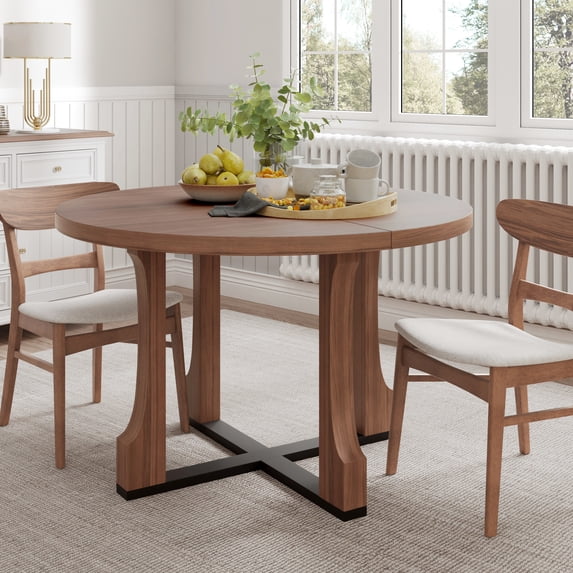 48" Elegant Round Table For Dining Room - And , Water , Seats 4, Adds Class To Your Space Kitchen & With Contemporary Design Scratch-, Easy Clean, Fits Modern Spaces