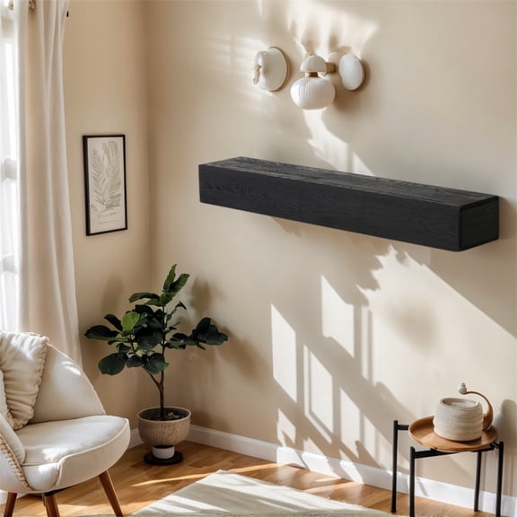 48'' Embossed Fireplace Mantel Western Red Cedar Wall-Mounted & Floating Shelf for Home Decor