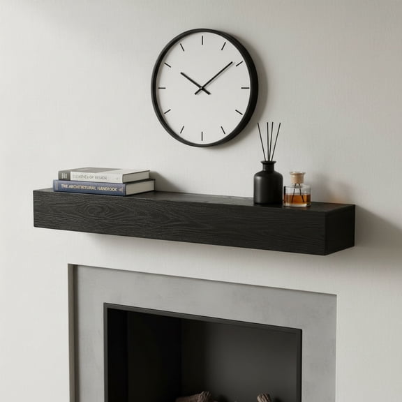 48'' Embossed Western Red Cedar Fireplace Mantel, Wall-Mounted Floating Shelf, Home Decor