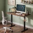 thumbnail image 1 of 48" Ergonomic Electric Standing Desk with 3 Memory Settings & Hanging Hooks, Adjustable Height Stand up Desk with T-Shaped Metal Bracket, Rustic Brown, 1 of 10