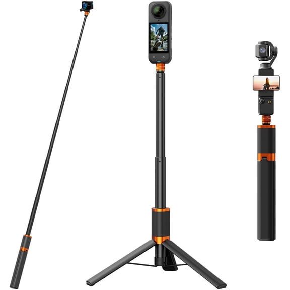 48" Extendable Invisible Selfie Stick Tripod for &GoPro& | for Osmo Pocket 3/4, GoPro Hero 13, X5/X4/X3, Luna/Go Ultra, Osmo Action 5 Pro, Osmo 360
