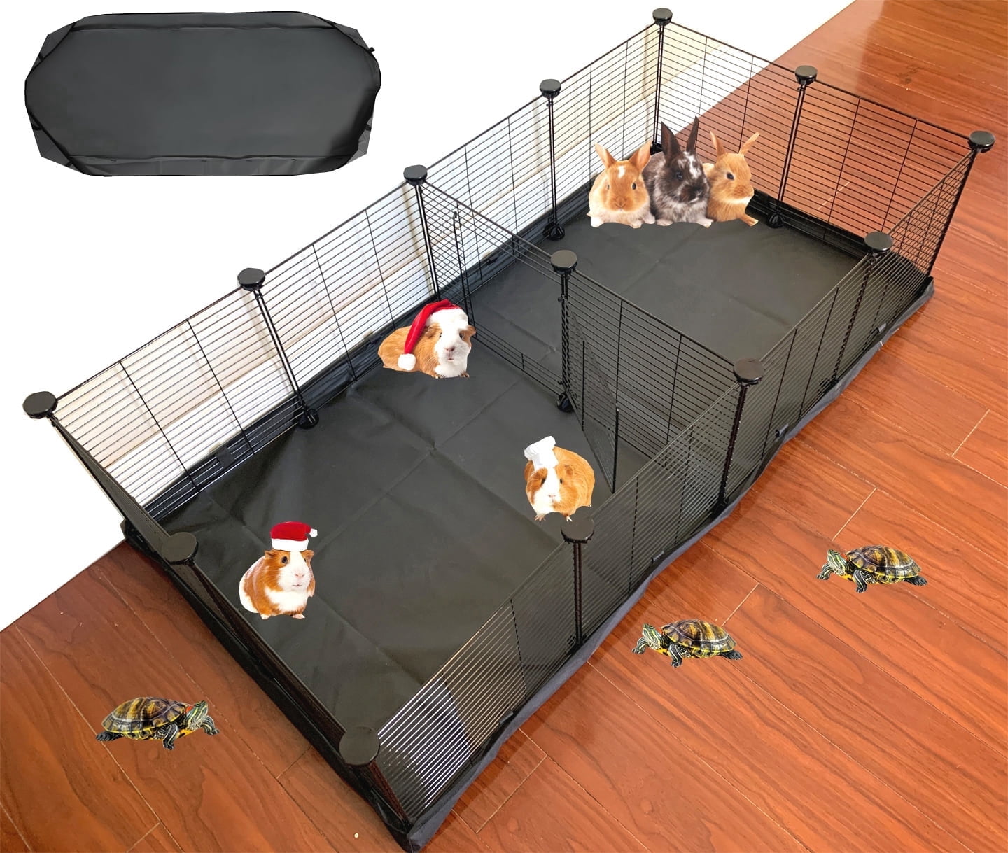 48" Extra Large Guinea Pig Playpen Yard Bunny Habitat Hamster Critters Play Ground With Center Divider Access Door Mouse Mice Gerbil Hedgehog Water-Proof Enclosure with Washable Canvas Bottom