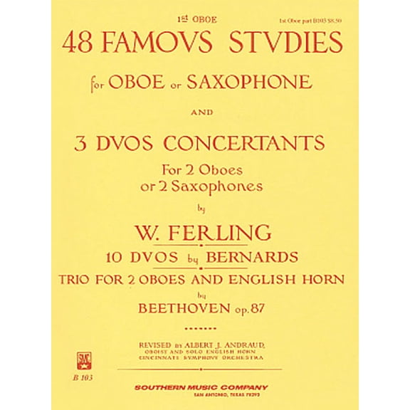 48 Famous Studies, (1st and 3rd Part): Oboe - Melodious Etudes with Oboe and Saxophone Sheet Music - Oboe and Saxophone , (Paperback)