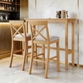 thumbnail image 1 of 48" Farmhouse Bar Height Dining Table Set with 2 Chairs, Gray Top and Beige Upholstered Seats, Counter Height Nook for Small Kitchen or Dining Area, 1 of 13