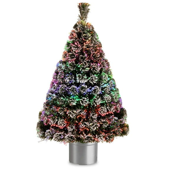 National Tree Company 4 ft. Fiber Optic Evergreen Flocked Tree