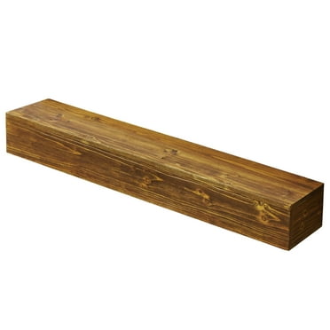 48" Fireplace Mantel Shelf, Solid Cedar Wood Wall Mounted Mantel Shelf, Brown