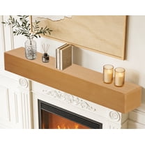 48" Fireplace Mantel Shelf, Solid Cedar Wood Wall Mounted Mantel Shelf, Brown