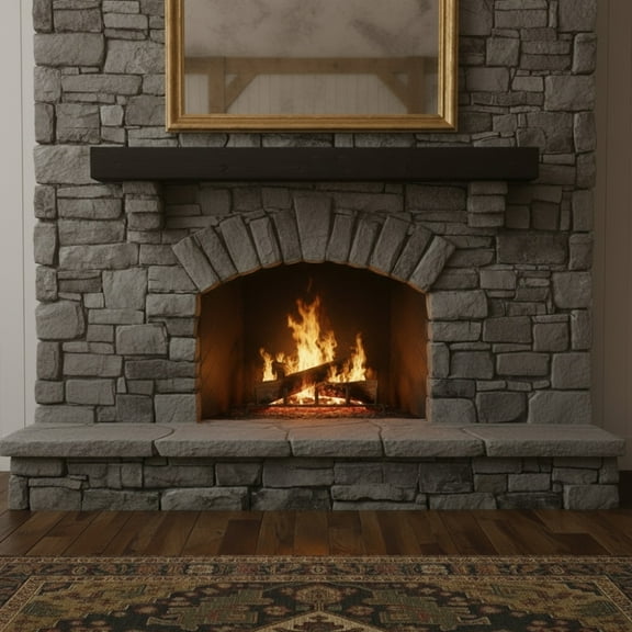 48'' Fireplace Mantel with Flat Surface, Fir Wood Wall-Mounted, Floating Mantle Shelves Decor for Wall, Bedroom, TV, Books, Livingroom, Black