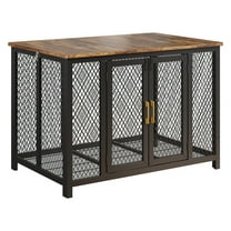 48" Flip-Top Dog Crate Furniture, Heavy Duty End Table Kennel for Dogs Up to 100 Lbs, Rustic Brown