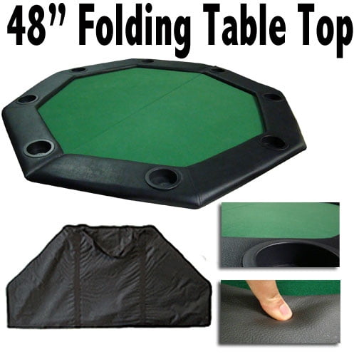 48" Folding Octagon Poker Tabletop with Cup Holders and Padded Rail