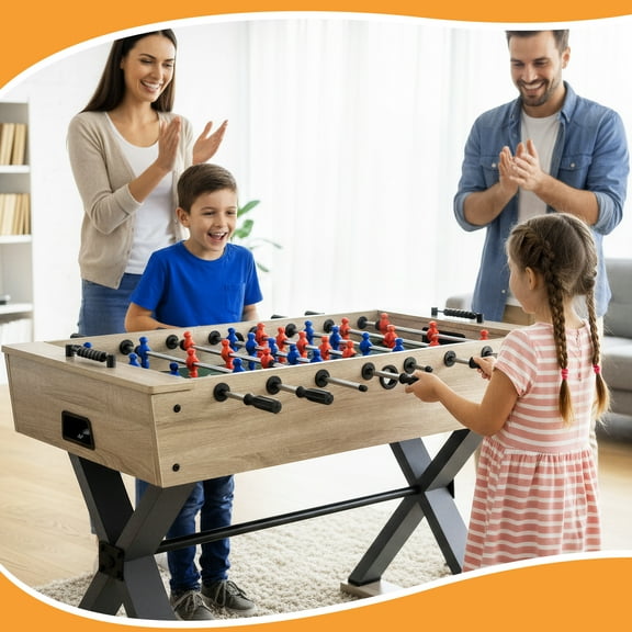 48'' Foosball Table, Wooden Soccer Games Table w/ 2 Footballs, Score Keepers, Indoor Home, Game Room