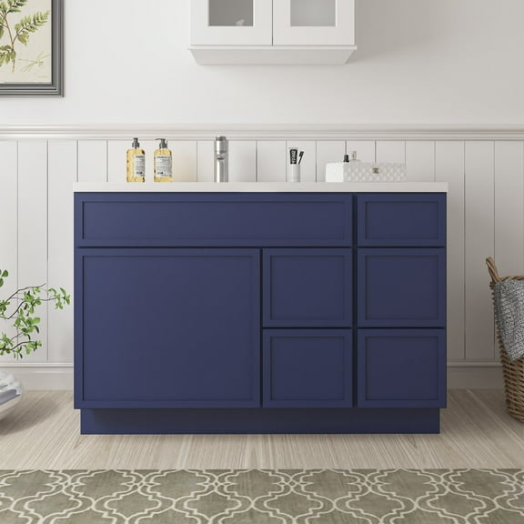 48" Freestanding Bathroom Vanity Cabinet without Top in Blue