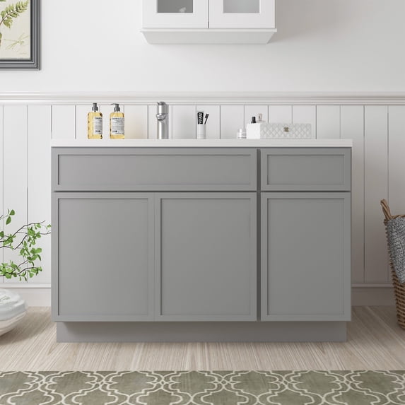 48" Freestanding Bathroom Vanity Cabinet without Top in Gray
