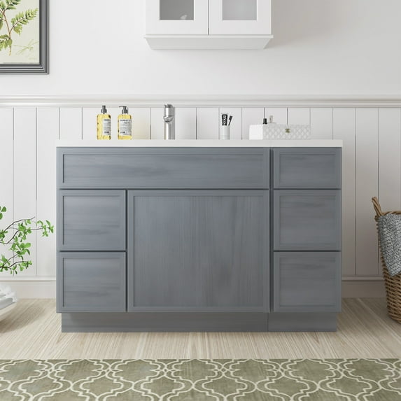 48" Freestanding Bathroom Vanity Cabinet without Top in Smoky Gray