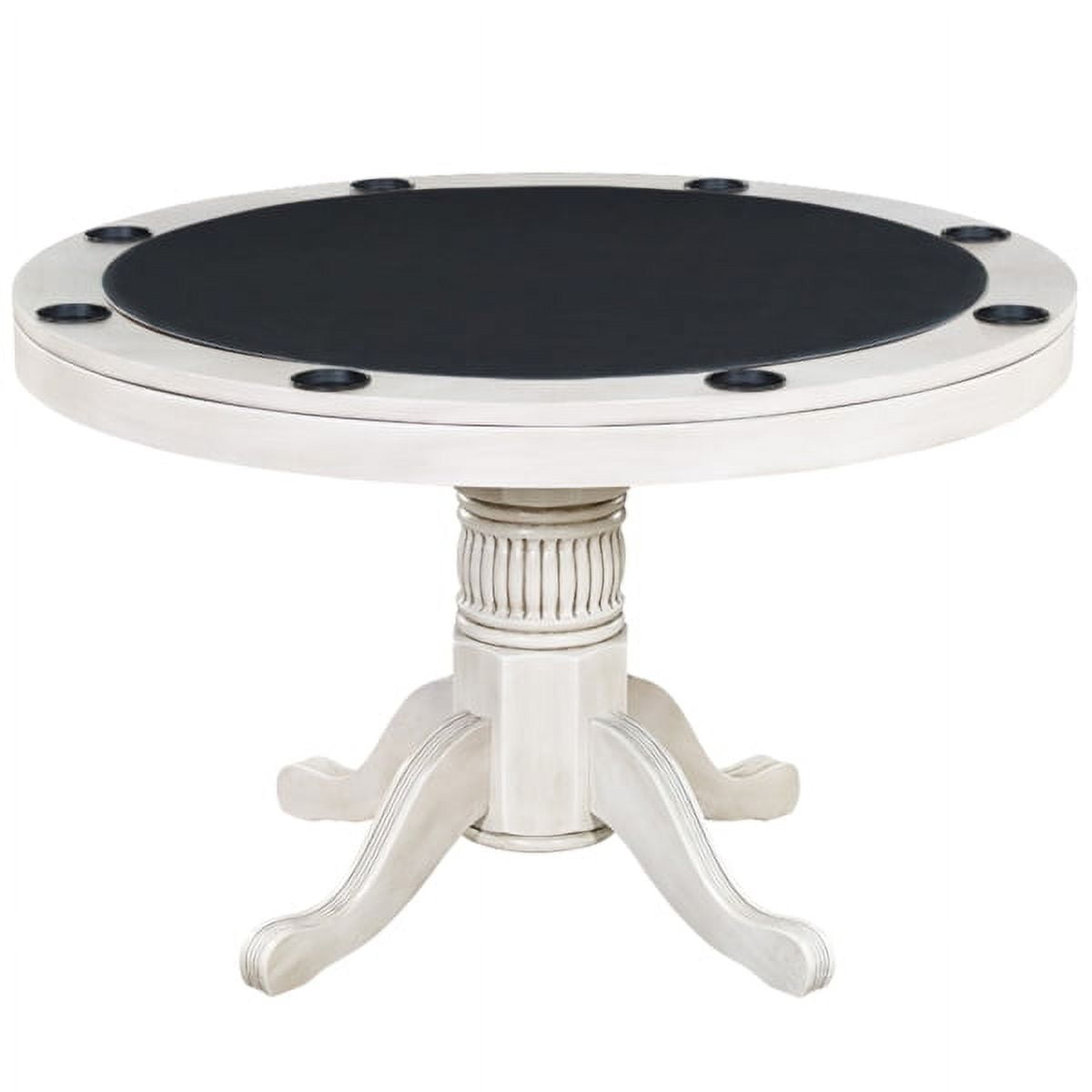 Antique White 48" Round Wood and Vinyl Poker Table