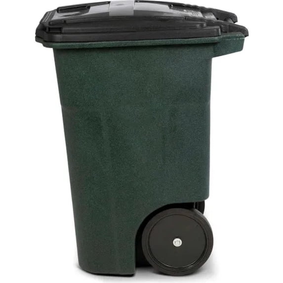 48 Gallon Heavy Duty Trash Can with Wheels, Rolling Garbage Bin with Lid, Durable Outdoor Waste & Recycling Container, Green