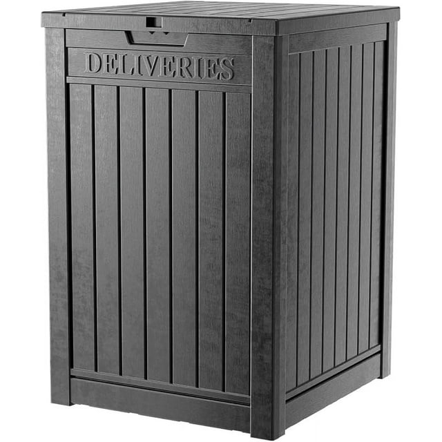 48 Gallon Package Delivery Box, Large Lockable Storage Box, Double-Wall Resin Outdoor Package Delivery and Waterproof Deck Box for Porch, Patios