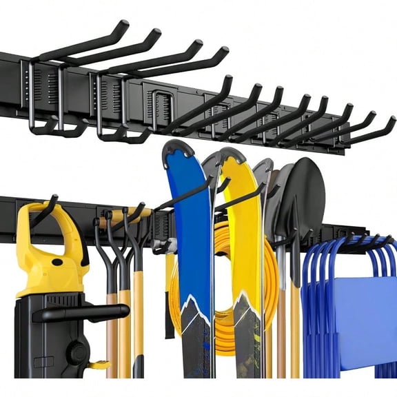48 Inches Garage Storage Garage Organization Wall Mount Garden Tool Organizer 440lbs Adjustable Heavy Duty Metal Hanging Hooks Yard Rack Hanger System Shovel Rake Broom Ladder Holder Men Gift