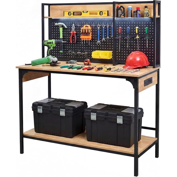 48" Garage Workbench with Light & Storage 3D Printer Work Table