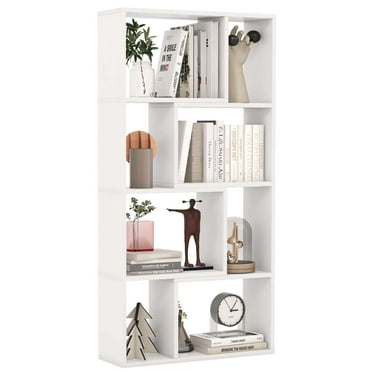 48" Geometric Bookshelf Open-back Bookcase with 8 Cubes 2 Anti-Toppling Devices White