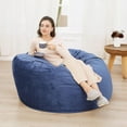 thumbnail image 1 of 48" Giant Bean Bag Chair w/Memory Foam - Machine Washable Velvet Cover, Super Comfy for Adults/Kids, Blue Stuffed Sofa Chair for Bedroom & Game Room!, 1 of 8
